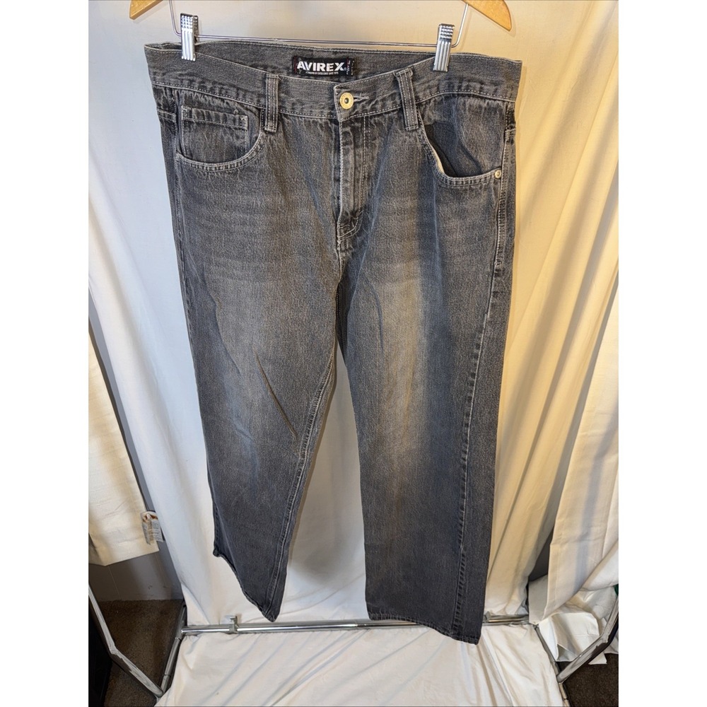 Vintage Y2K 90s Avirex Jeans‎ Mens 36x32 Baggy Wide Leg Rap Grunge Skateboarding